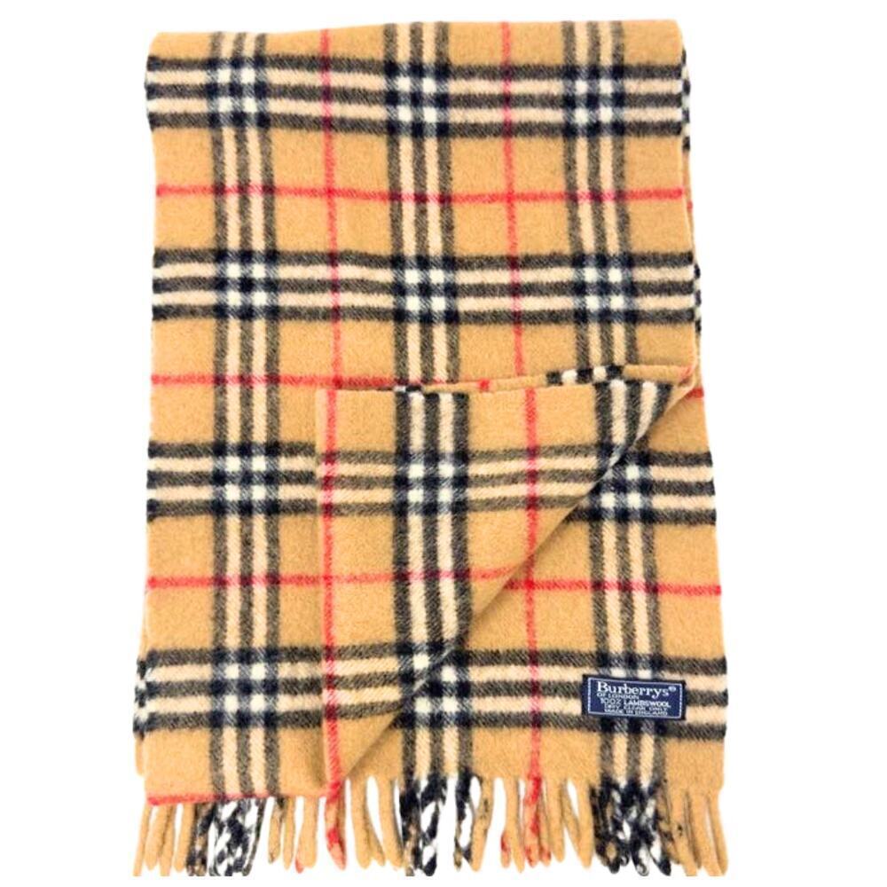 Burberry 100% Lambswool Scarf House Check Plaid Full Length Fringe AUTHENTIC - Picture 5 of 9